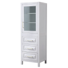 Wyndham Daria 24-Inch White Tall Linen Bathroom Side Cabinet - Brushed Gold