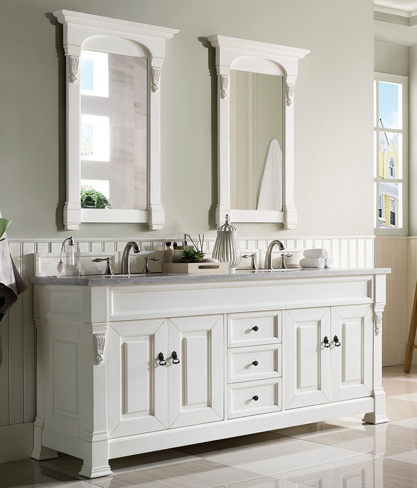 James Martin Brookfield (double) 72-Inch Bright White Vanity Cabinet & Optional Countertops