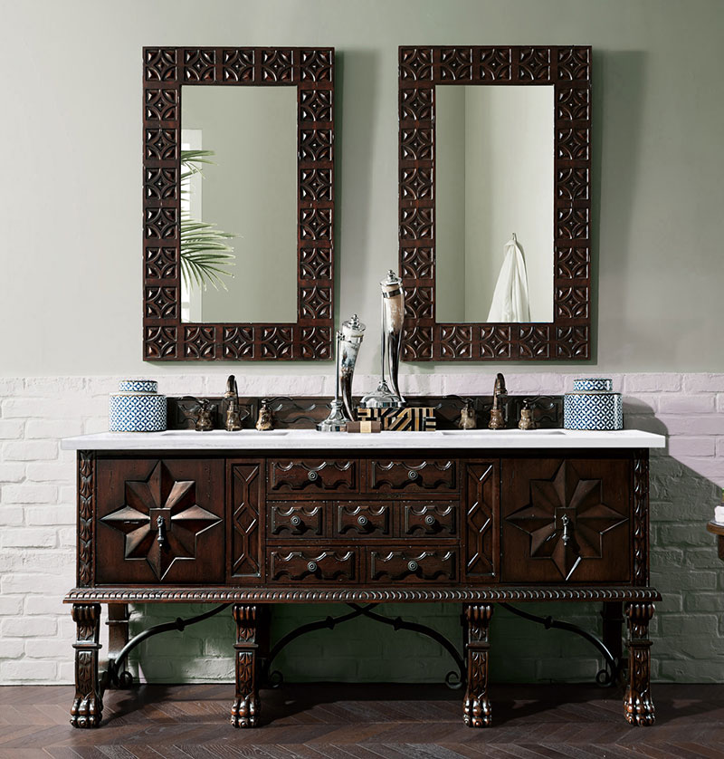 CLEARANCE PRICE - James Martin Balmoral (double) 72-Inch Antique Walnut Vanity Cabinet & Optional Countertops