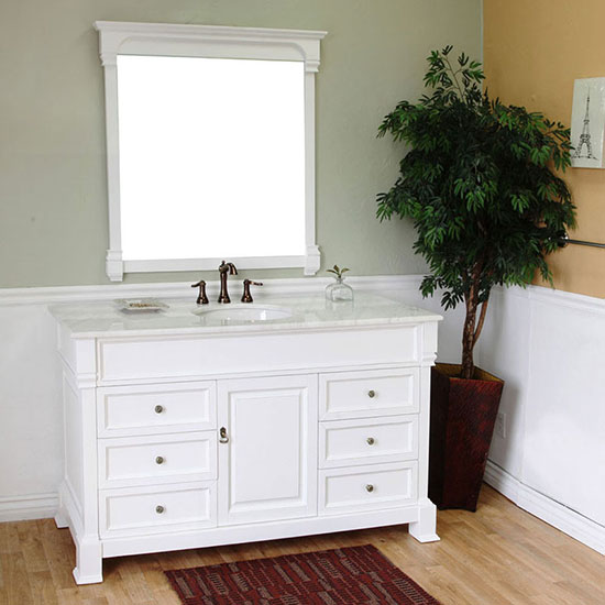 Harlow (single) 60-inch White Traditional Bathroom Vanity With Mirror Option