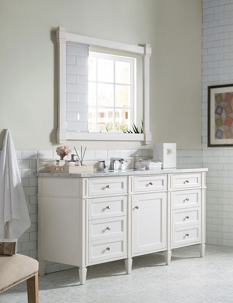 James Martin Brittany (single) 60-Inch Bright White Vanity Cabinet & Optional Countertops