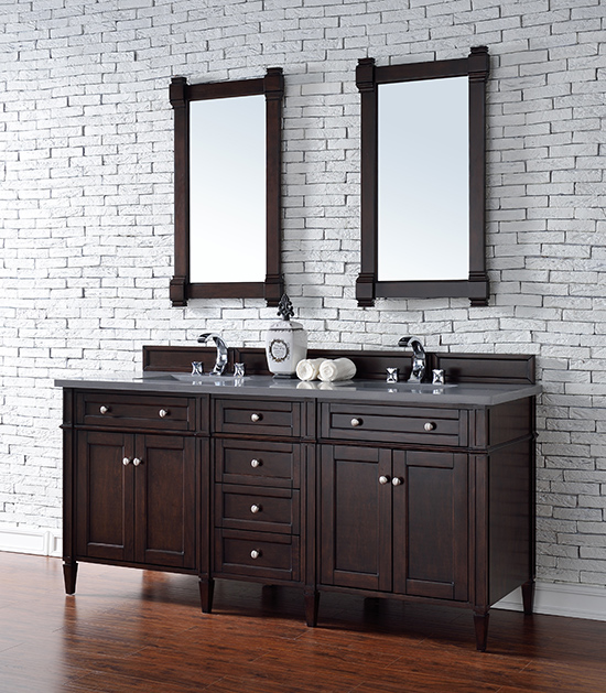 James Martin Brittany (double) 72-Inch Burnished Mahogany Vanity Cabinet & Optional Countertops