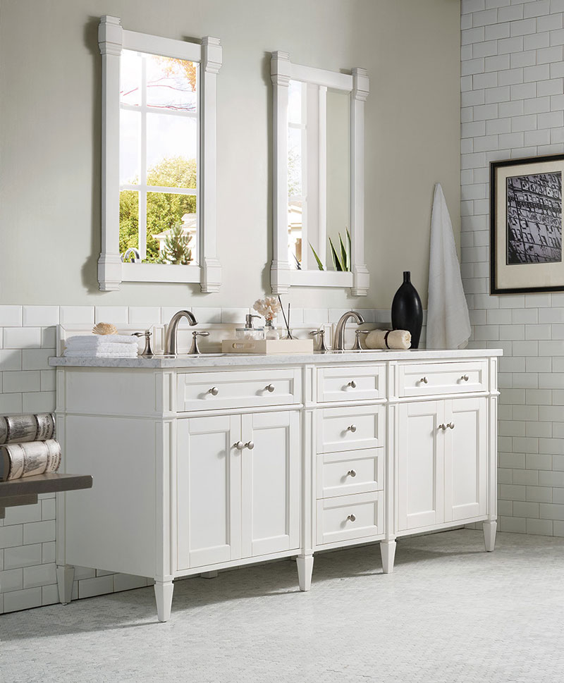 James Martin Brittany (double) 72-Inch Bright White Vanity Cabinet & Optional Countertops