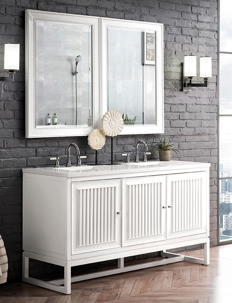 James Martin Athens (double) 59.88-Inch Glossy White Vanity Cabinet & Optional Countertops
