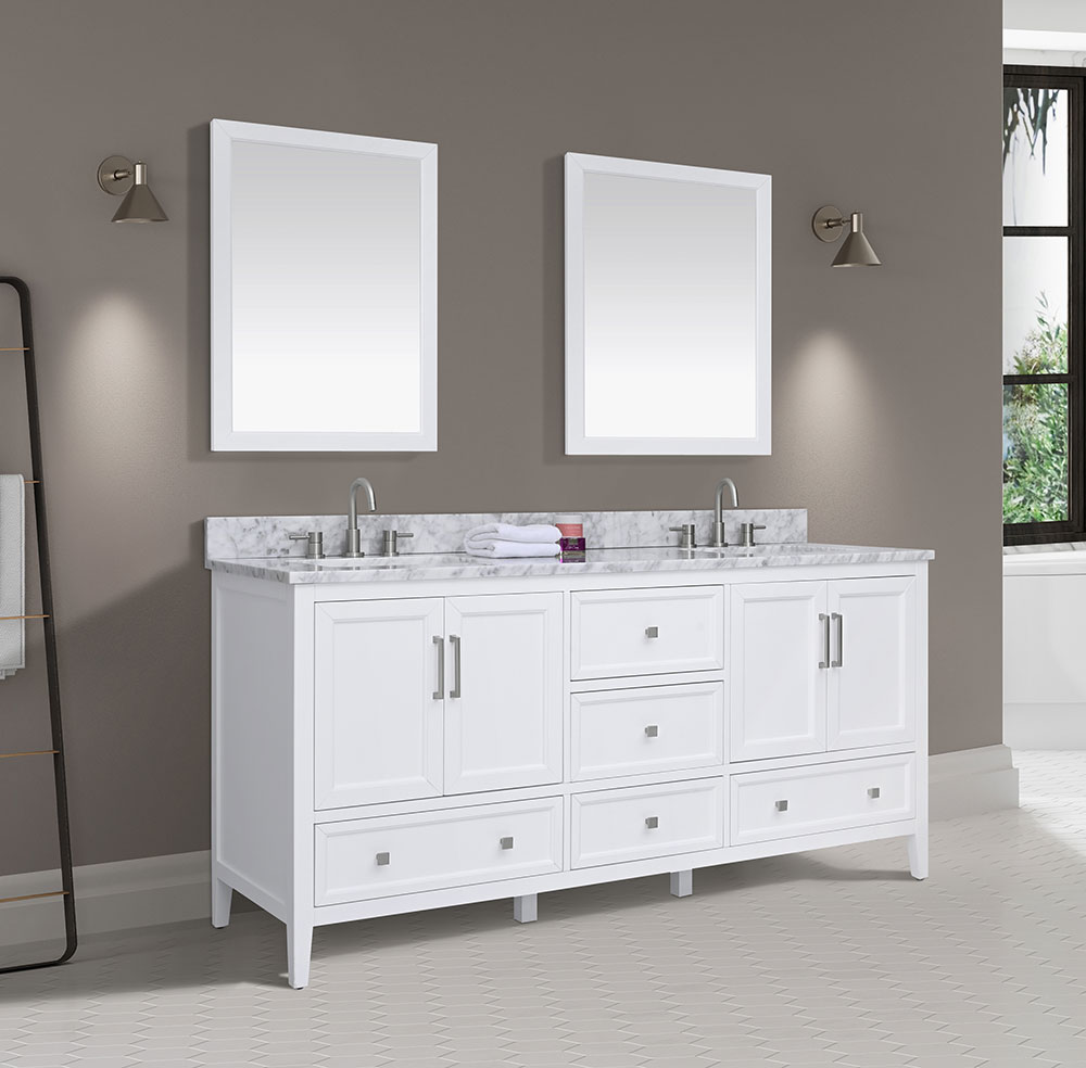Avanity Everette (double) 72-Inch White Vanity Cabinet & Optional Countertops