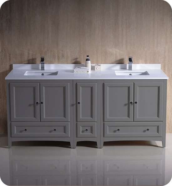 Fresca Oxford (double) 72-Inch Gray Transitional Modular Bathroom Vanity