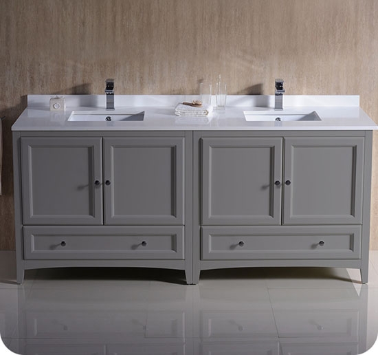 Fresca Oxford (double) 72-Inch Gray Transitional Modular Bathroom Vanity (Model 2)