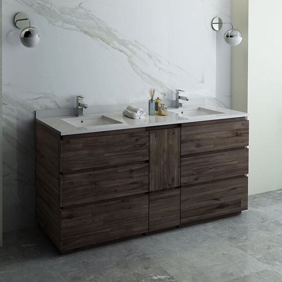 Fresca Formosa (double) 70-Inch Acacia Modern Modular Bathroom Vanity [Model 2] - Cabinet Only