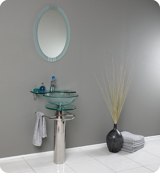 Fresca Ovale (single) 24-Inch Glass Modern Bathroom Vanity Set