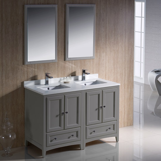 Fresca Oxford (double) 48-Inch Gray Transitional Modular Bathroom Vanity Set