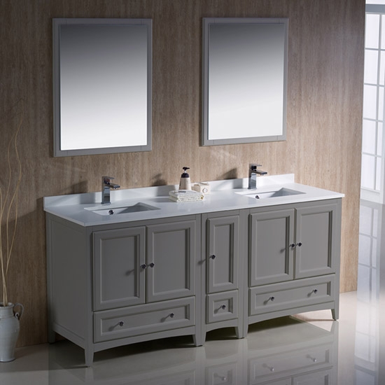Fresca Oxford (double) 72-Inch Gray Transitional Modular Bathroom Vanity Set