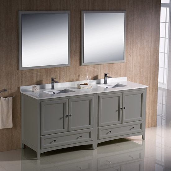 Fresca Oxford (double) 72-Inch Gray Transitional Modular Bathroom Vanity Set (Model 2)