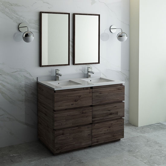 Fresca Formosa (double) 48-Inch Acacia Modern Modular Bathroom Vanity Set