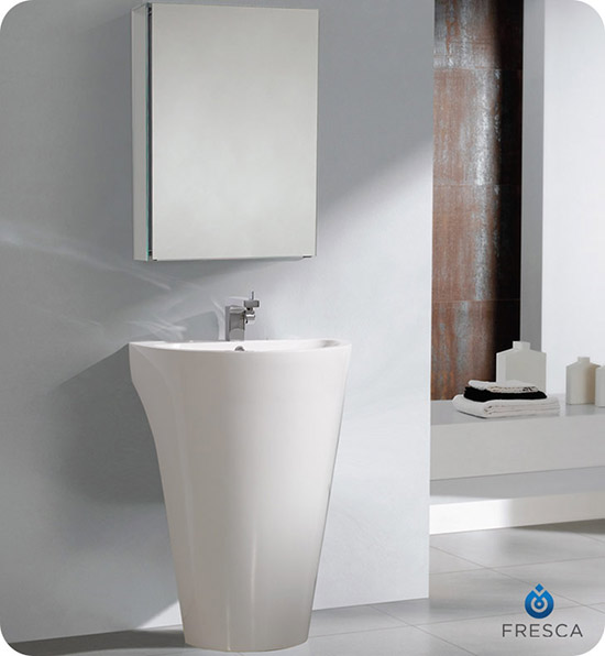 Fresca Parma (single) 24-Inch White Modern Pedestal Bathroom Vanity Set