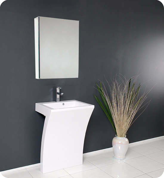 Fresca Quadro (single) 22.5-Inch White Modern Pedestal Bathroom Vanity Set