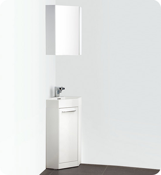 Fresca Coda (single) 14-Inch White Modern Corner Bathroom Vanity