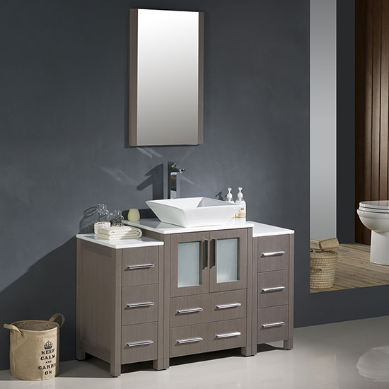 Fresca Torino (single) 48-Inch Gray Oak Modern Bathroom Vanity with Vessel Sink