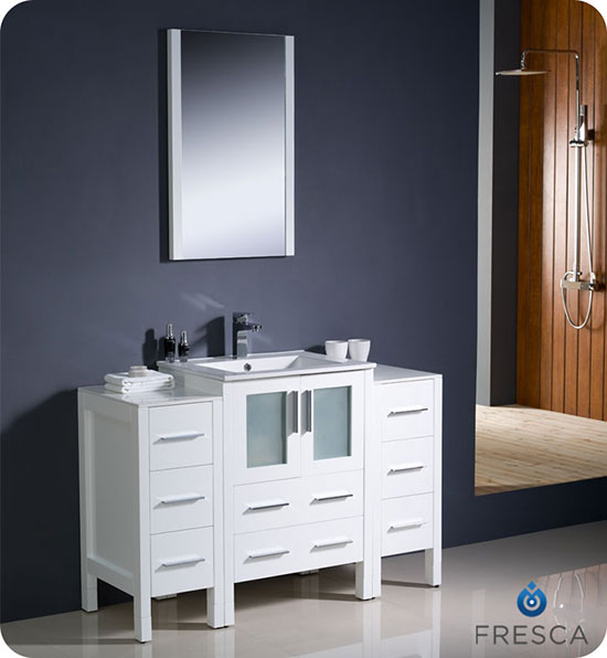 Fresca Torino (single) 48-Inch White Modern Bathroom Vanity with Integrated Sink