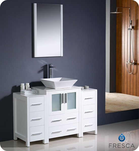 Fresca Torino (single) 48-Inch White Modern Bathroom Vanity with Vessel Sink