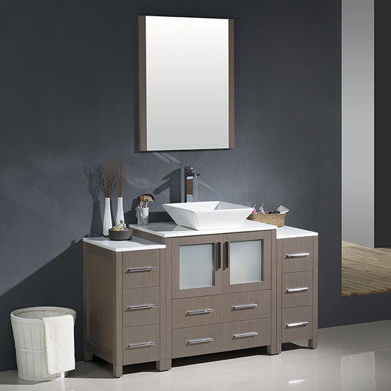 Fresca Torino (single) 54-Inch Gray Oak Modern Bathroom Vanity with Vessel Sink