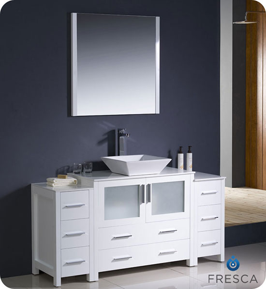 Fresca Torino (single) 59.75-Inch White Modern Bathroom Vanity with Vessel Sink