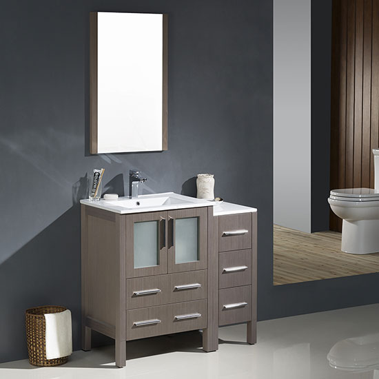 Fresca Torino (single) 36-Inch Gray Oak Modern Bathroom Vanity with Integrated Sink
