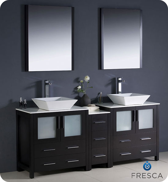 Fresca Torino (double) 72-Inch Espresso Modern Bathroom Vanity with Vessel Sinks