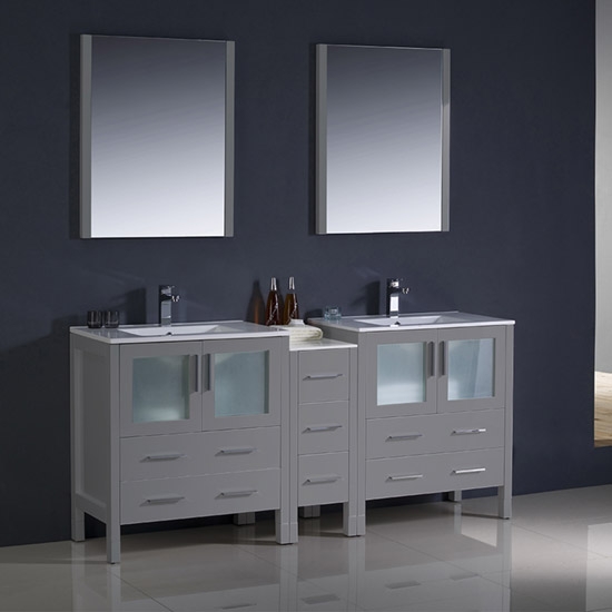 Fresca Torino (double) 72-Inch Gray Modern Bathroom Vanity with Integrated Sinks