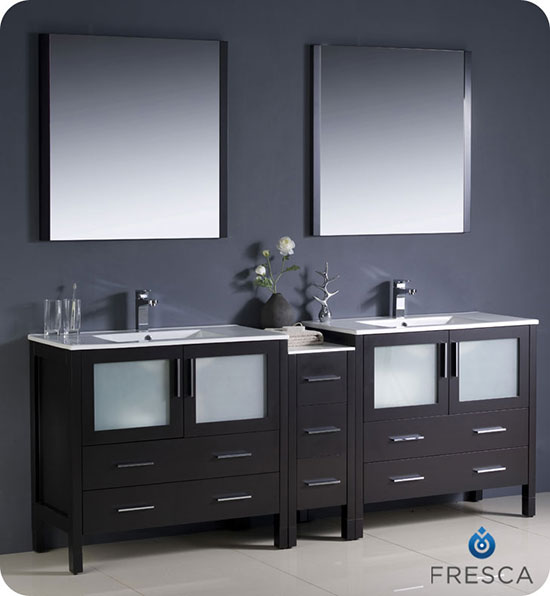 Fresca Torino (double) 83.5-Inch Espresso Modern Bathroom Vanity with Integrated Sinks