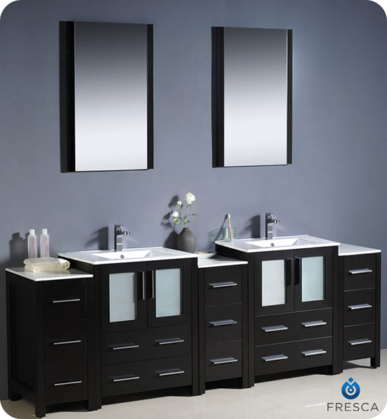 Fresca Torino (double) 84-Inch Espresso Modern Bathroom Vanity with Integrated Sinks