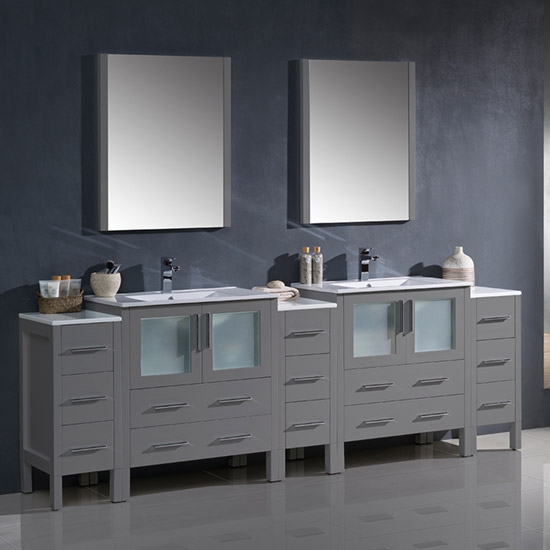 Fresca Torino (double) 96-Inch Gray Modern Bathroom Vanity with Integrated Sinks
