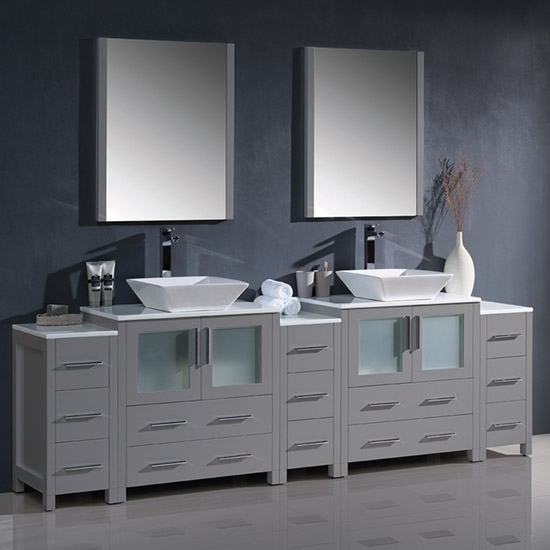 Fresca Torino (double) 96-Inch Gray Modern Bathroom Vanity with Vessel Sinks