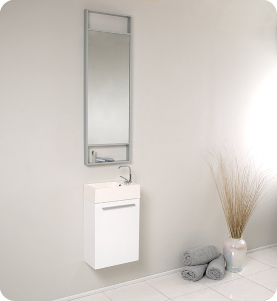 Fresca Pulito (single) 15.5-Inch White Modern Wall-Mount Bathroom Vanity Set