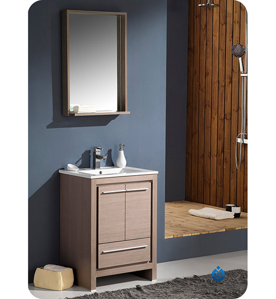 Fresca Allier (single) 24-Inch Gray Oak Modern Bathroom Vanity Set