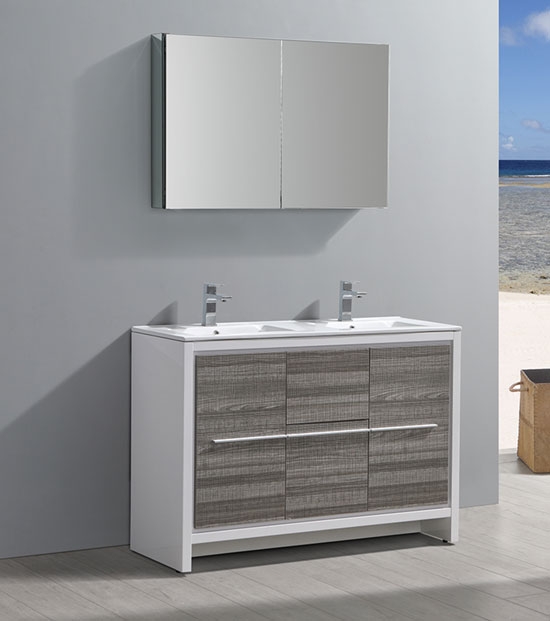 Fresca Allier Rio (double) 47.38-Inch Ash Gray Modern Bathroom Vanity Set