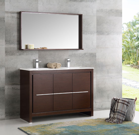 Fresca Allier (double) 47.38-Inch Wenge Brown Modern Bathroom Vanity Set
