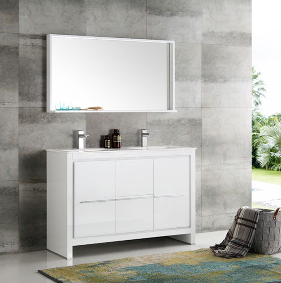 Fresca Allier (double) 47.38-Inch White Modern Bathroom Vanity Set