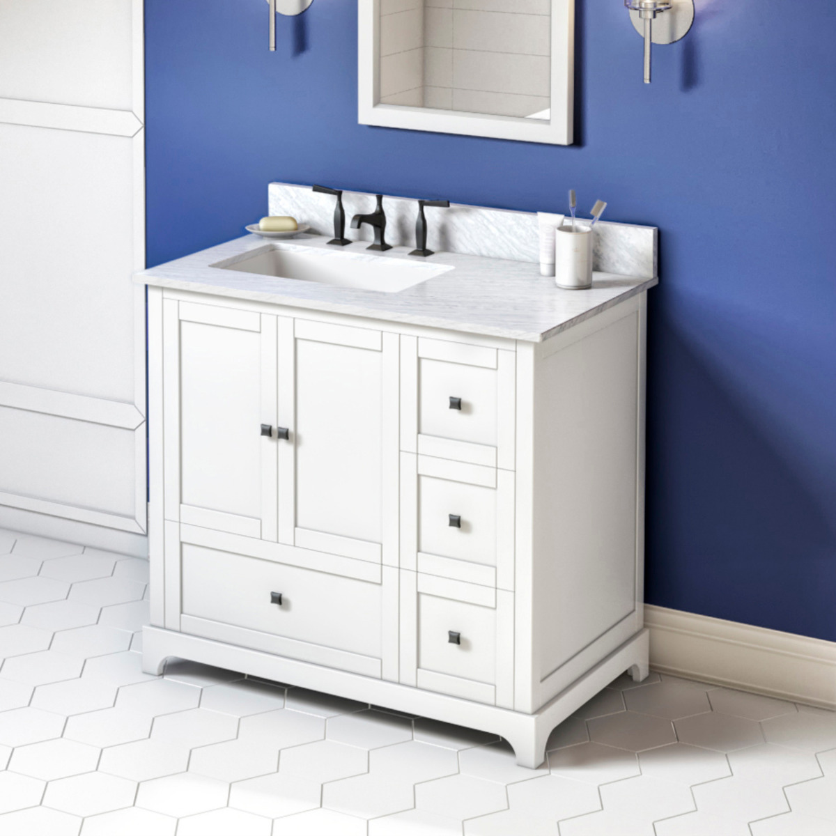 Hardware Resources Addington (single) 37-Inch White Vanity with Top/Sink