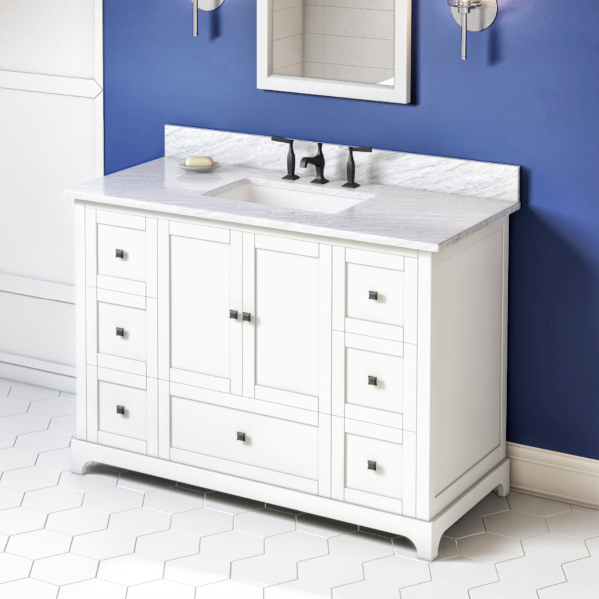 Hardware Resources Addington (single) 49-Inch White Vanity with Top/Sink