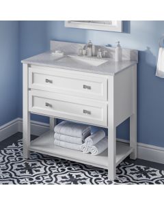Hardware Resources Adler (single) 37-Inch White Vanity with Top/Sink
