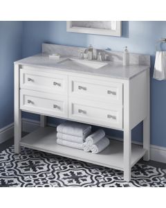 Hardware Resources Adler (single) 49-Inch White Vanity with Top/Sink