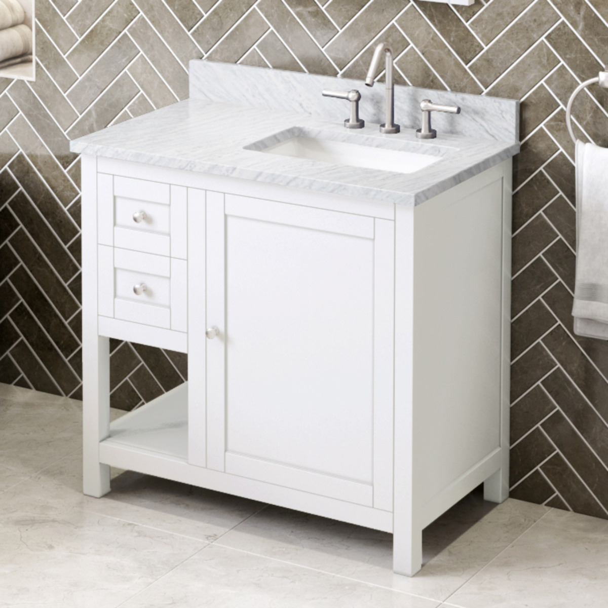 Hardware Resources Astoria (single) 37-Inch White Vanity with Top/Sink