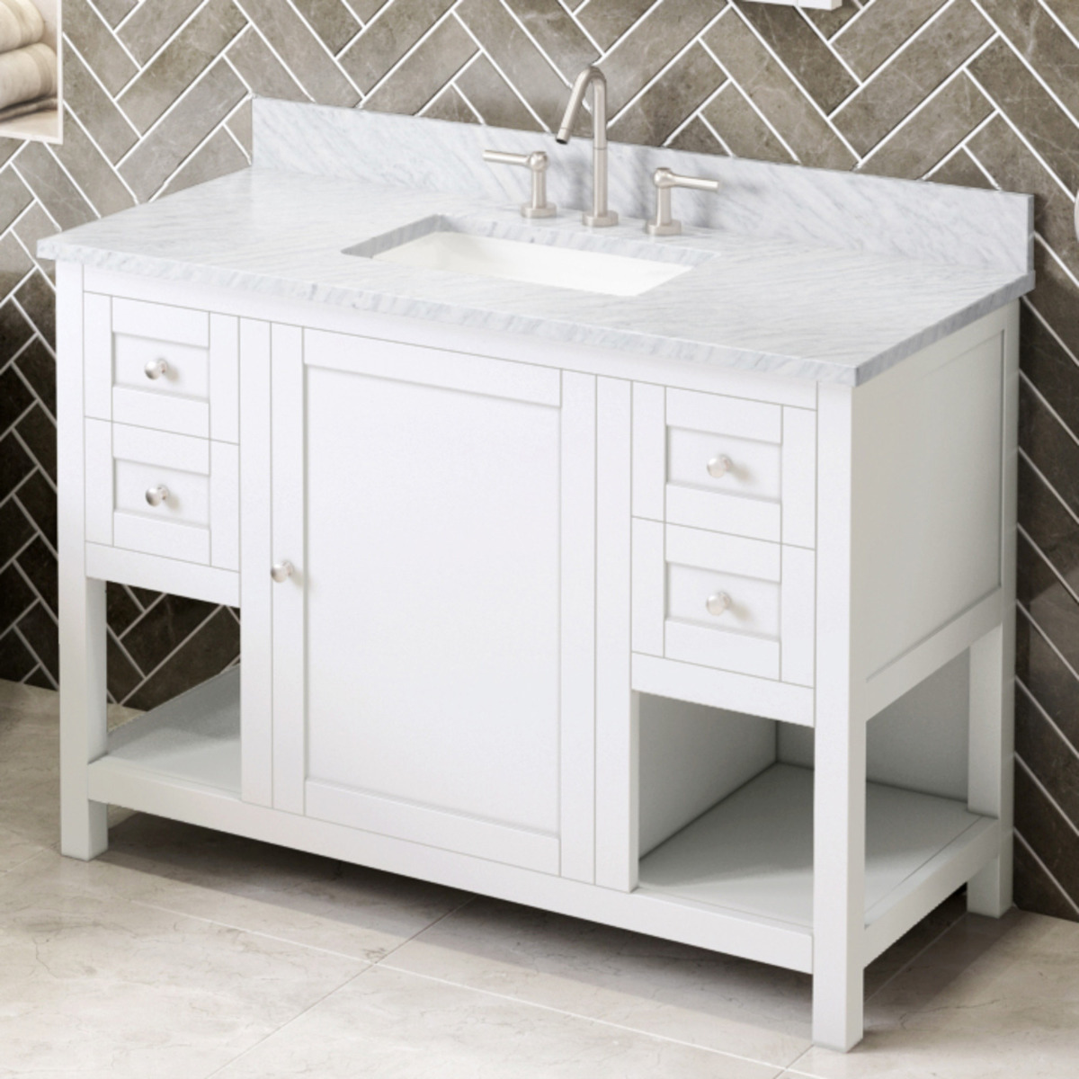 Hardware Resources Astoria (single) 49-Inch White Vanity with Top/Sink