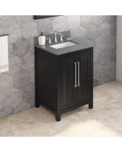 Hardware Resources Cade (single) 25-Inch Black Vanity with Boulder Cultured Marble Top