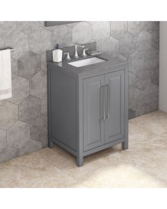 Hardware Resources Cade (single) 25-Inch Grey Vanity with Steel Grey Cultured Marble Top