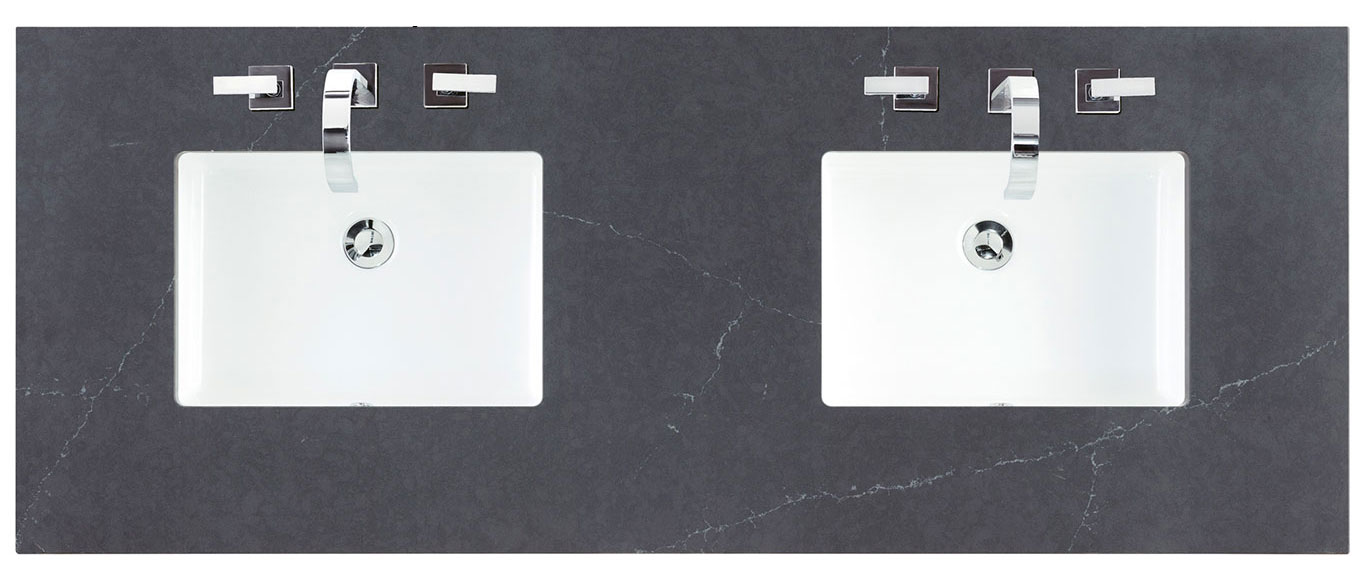 James Martin (double) 60-inch Silestone Charcoal Soapstone Quartz Countertop & Rectangular Sinks - 3cm Thick