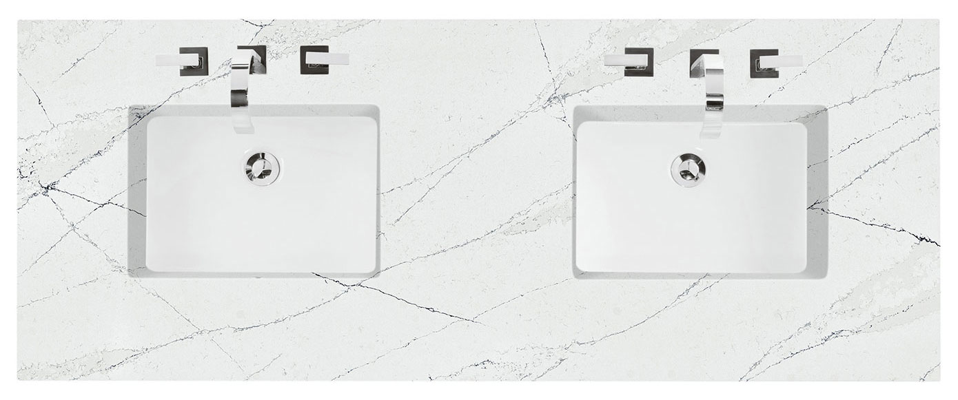 James Martin (double) 60-inch Silestone Ethereal Noctis Quartz Countertop & Rectangular Sinks - 3cm Thick