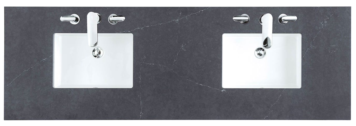 James Martin (double) 72-inch Silestone Charcoal Soapstone Quartz Countertop & Rectangular Sinks - 3cm Thick