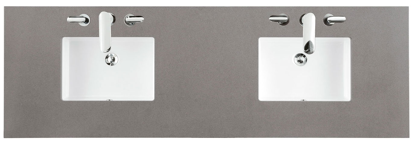 James Martin (double) 72-inch Silestone Grey Expo Quartz Countertop & Rectangular Sinks - 3cm Thick