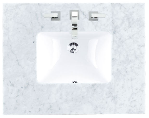 James Martin (single) 30-inch Carrara Marble Countertop & Rectangular Sink - 3cm Thick